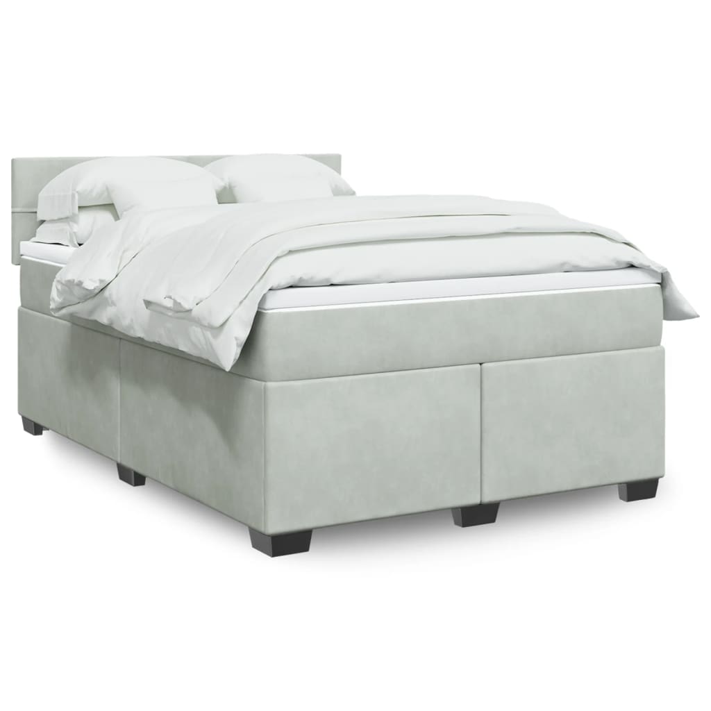 Sommier à lattes de lit et matelas Gris clair 140x200cm Velours - XIOS