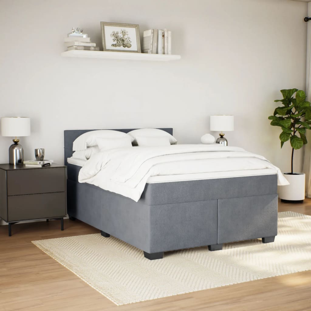 Sommier à lattes de lit et matelas Gris foncé 140x200cm Velours - XIOS