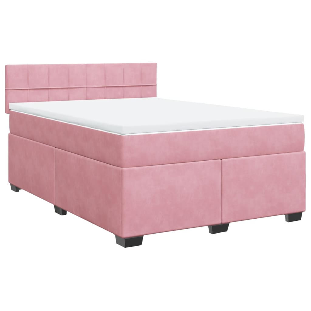 Sommier à lattes de lit et matelas rose foncé 140x200cm velours - XIOS