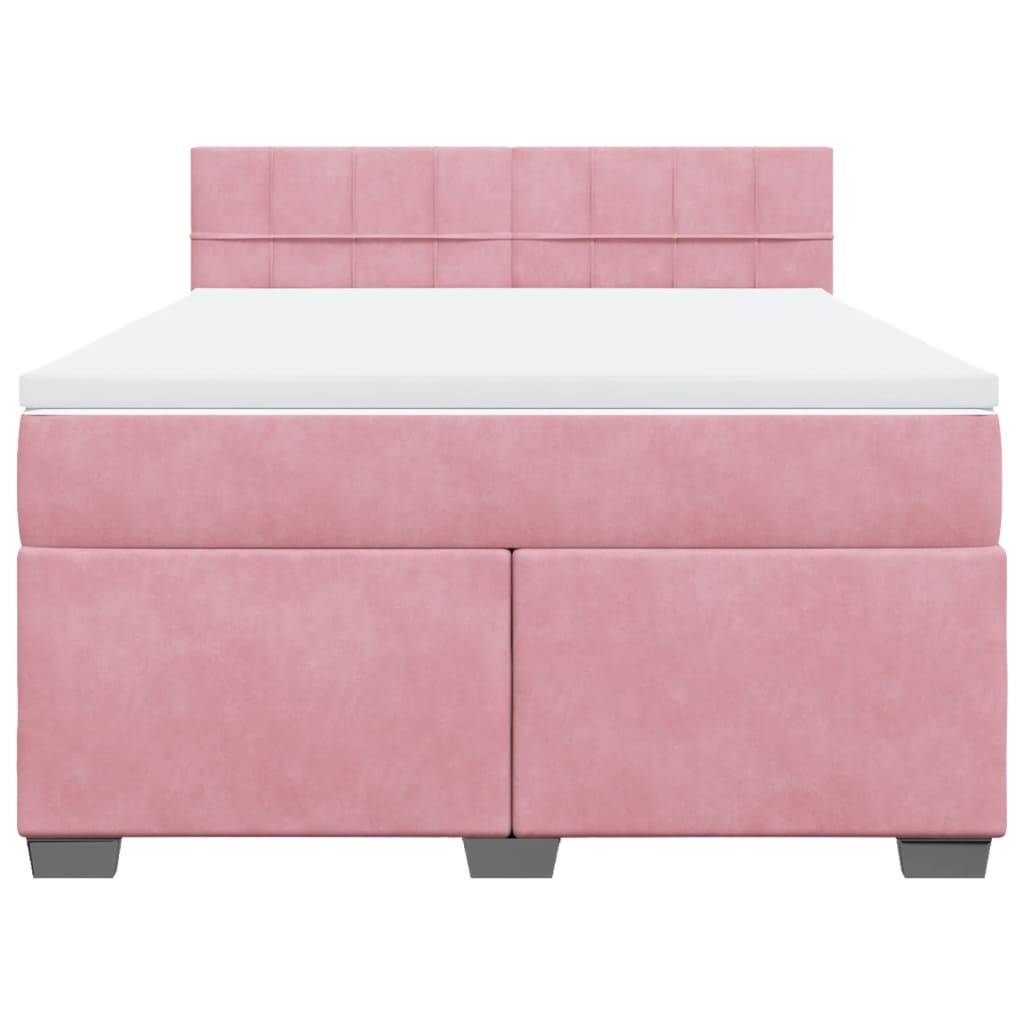 Sommier à lattes de lit et matelas rose foncé 140x200cm velours - XIOS
