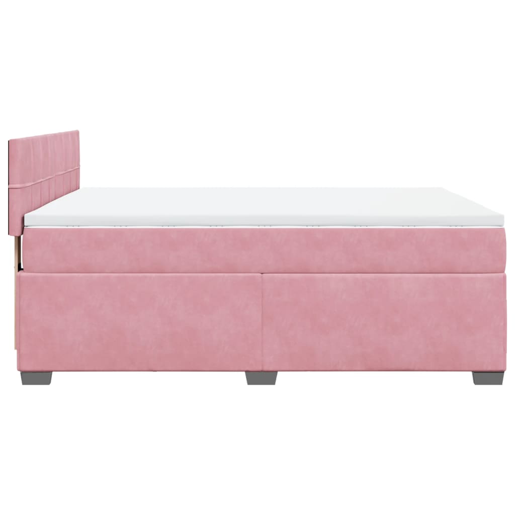 Sommier à lattes de lit et matelas rose foncé 140x200cm velours - XIOS