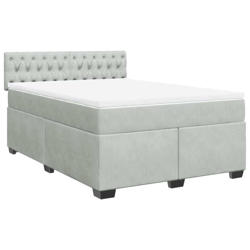 Sommier à lattes de lit et matelas Gris clair 140x200cm Velours - XIOS
