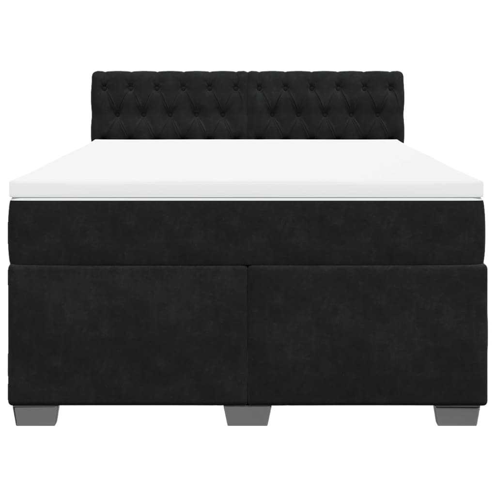 Sommier à lattes de lit avec matelas Noir 140x200 cm Velours - XIOS