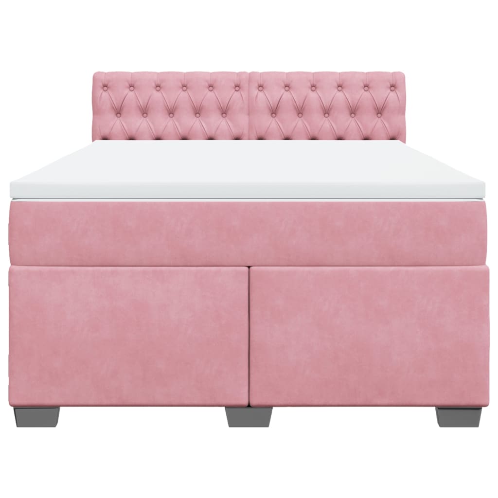 Sommier à lattes de lit et matelas rose foncé 140x200cm velours - XIOS