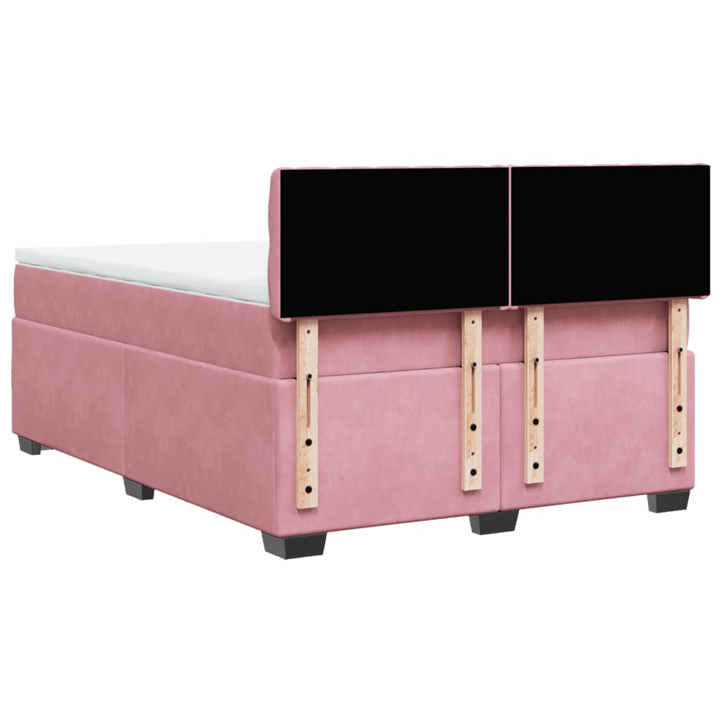Sommier à lattes de lit et matelas rose foncé 140x200cm velours - XIOS