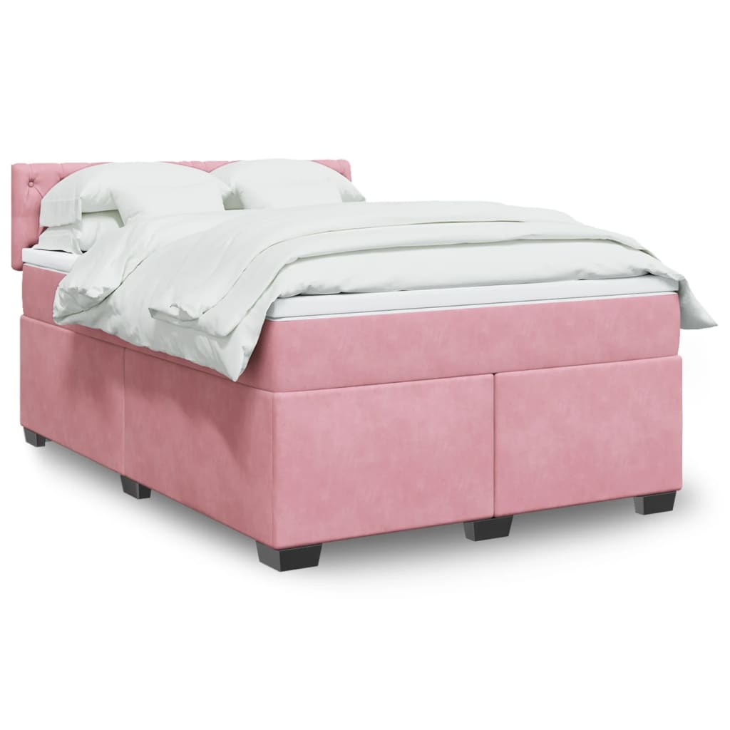 Sommier à lattes de lit et matelas rose foncé 140x200cm velours - XIOS