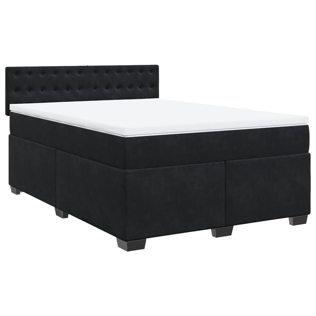 Sommier à lattes de lit avec matelas Noir 140x200 cm Velours - XIOS