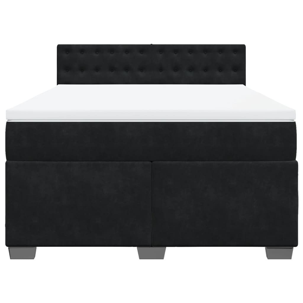 Sommier à lattes de lit avec matelas Noir 140x200 cm Velours - XIOS