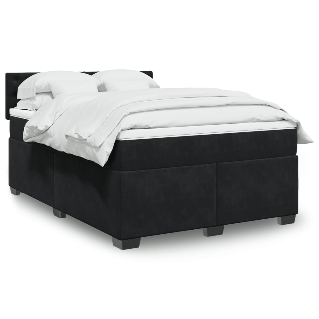 Sommier à lattes de lit avec matelas Noir 140x200 cm Velours - XIOS