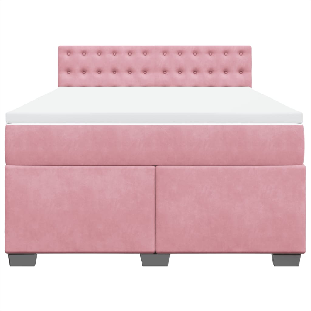 Sommier à lattes de lit et matelas rose foncé 140x200cm velours - XIOS
