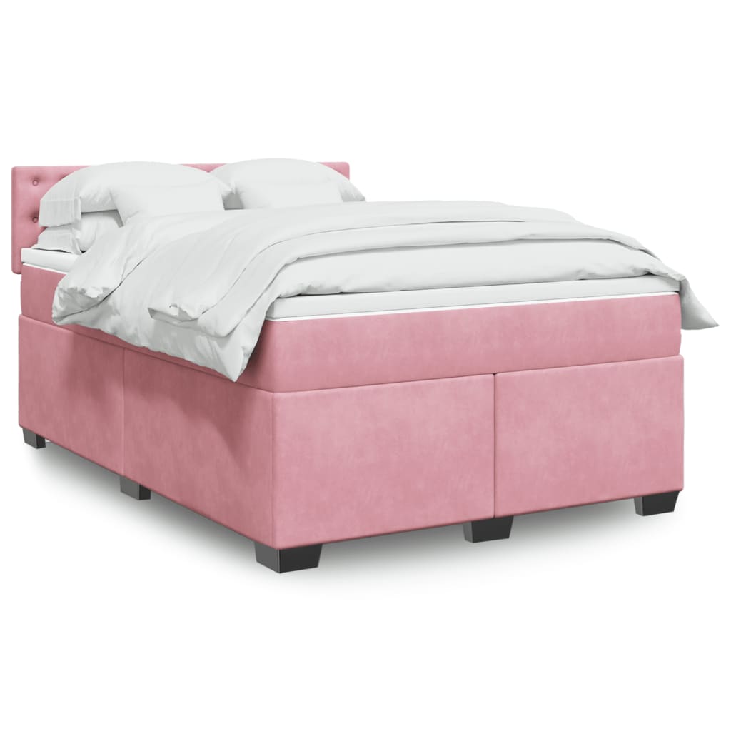 Sommier à lattes de lit et matelas rose foncé 140x200cm velours - XIOS