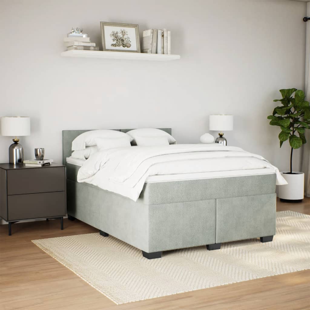 Sommier à lattes de lit et matelas Gris clair 160x200cm Velours - XIOS