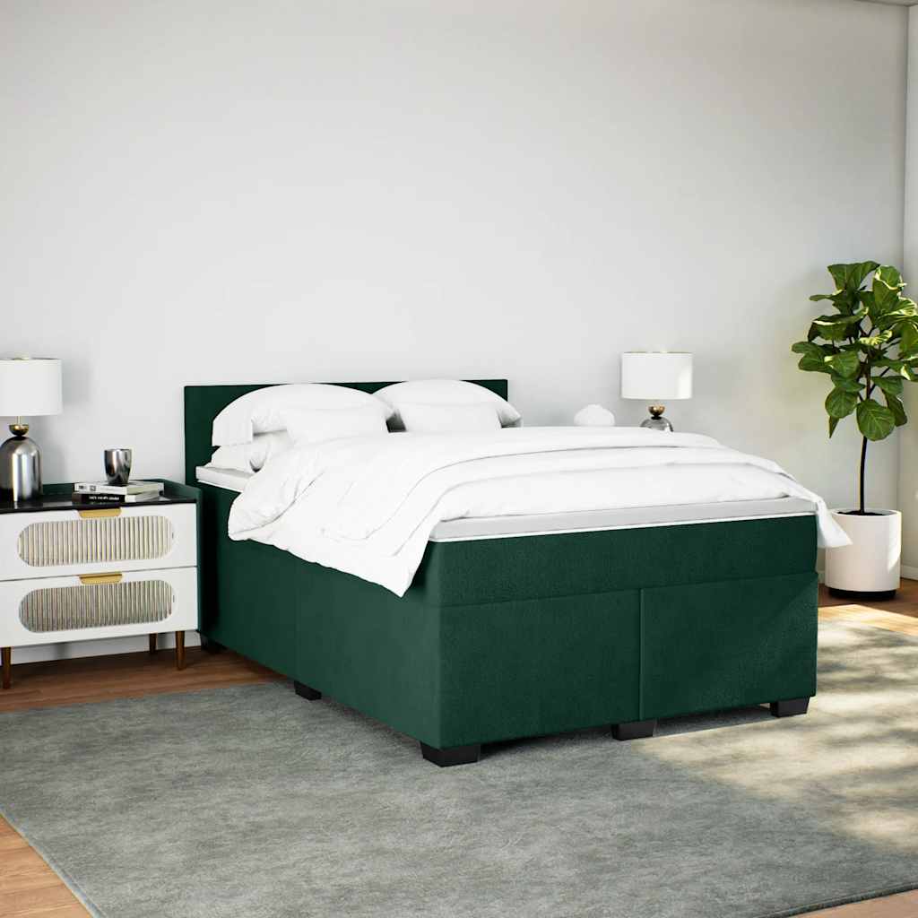 Sommier à lattes de lit et matelas Vert foncé 160x200cm Velours