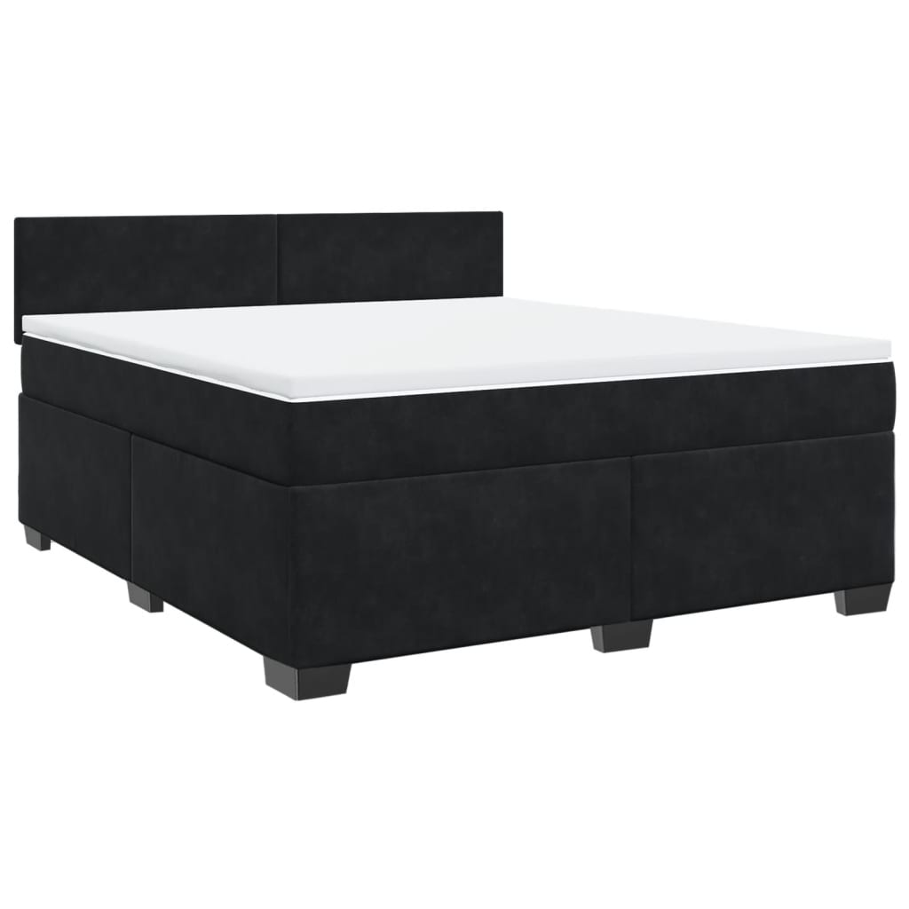 Sommier à lattes de lit avec matelas Noir 180x200 cm Velours - XIOS