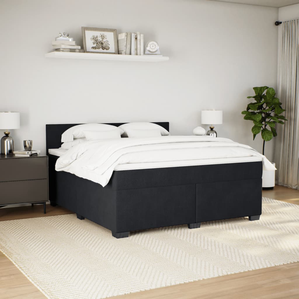 Sommier à lattes de lit avec matelas Noir 180x200 cm Velours - XIOS