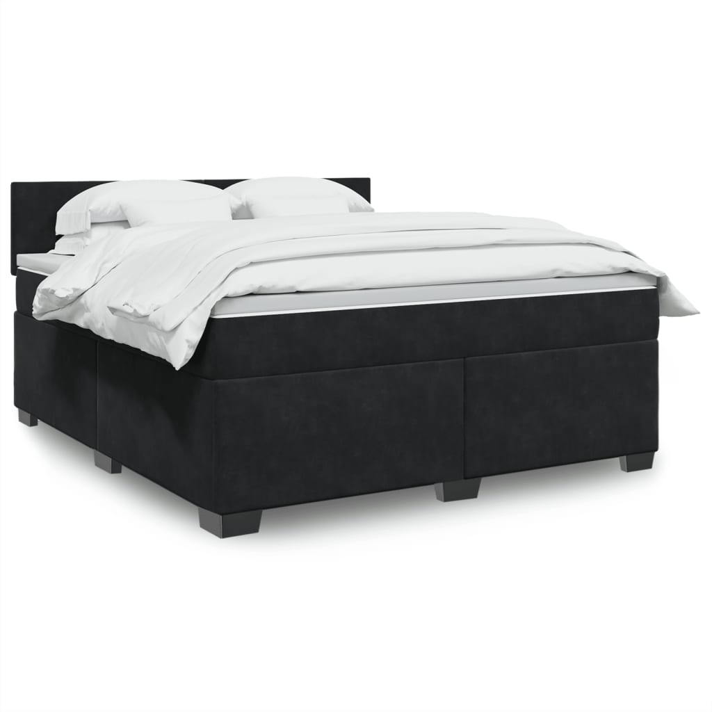 Sommier à lattes de lit avec matelas Noir 180x200 cm Velours - XIOS