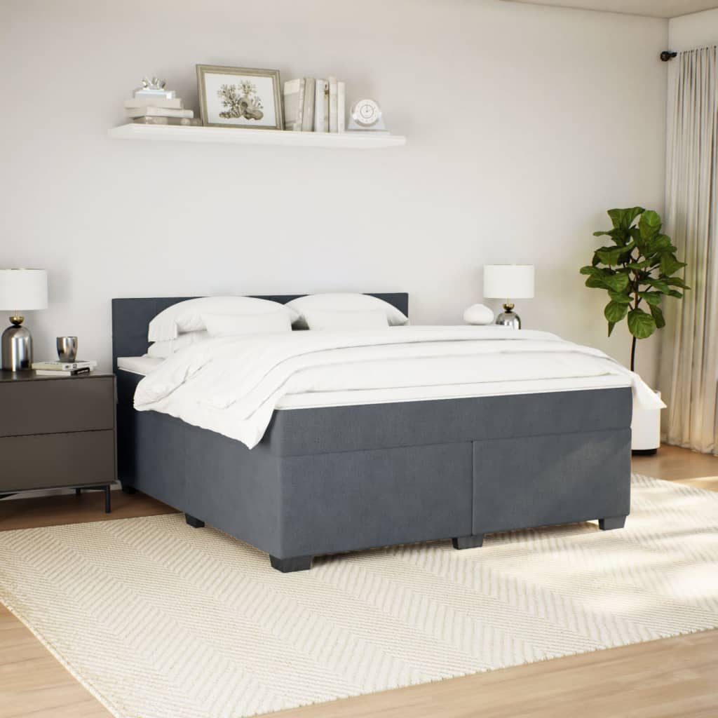 Sommier à lattes de lit et matelas Gris foncé 180x200cm Velours - XIOS