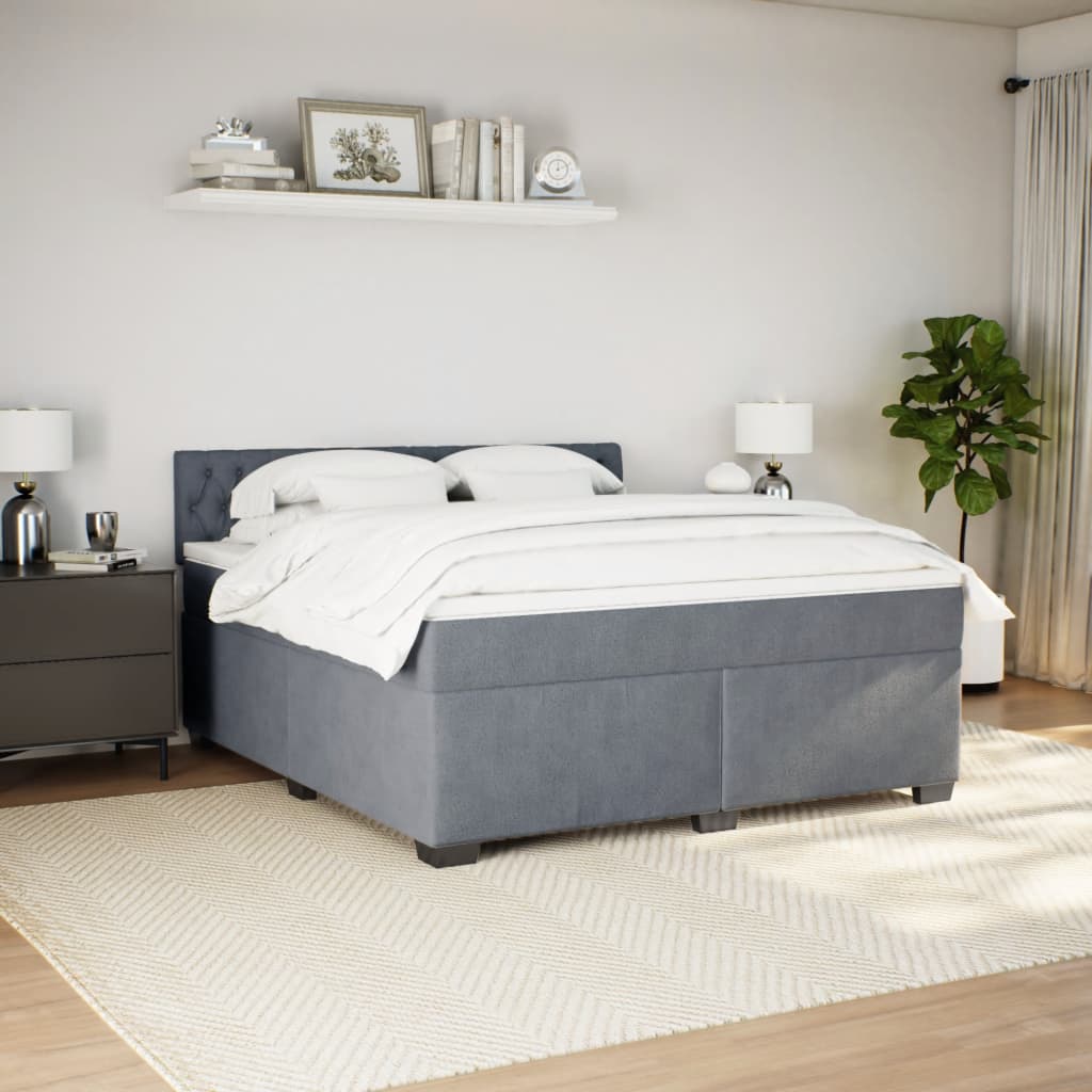 Sommier à lattes de lit et matelas Gris foncé 180x200cm Velours - XIOS