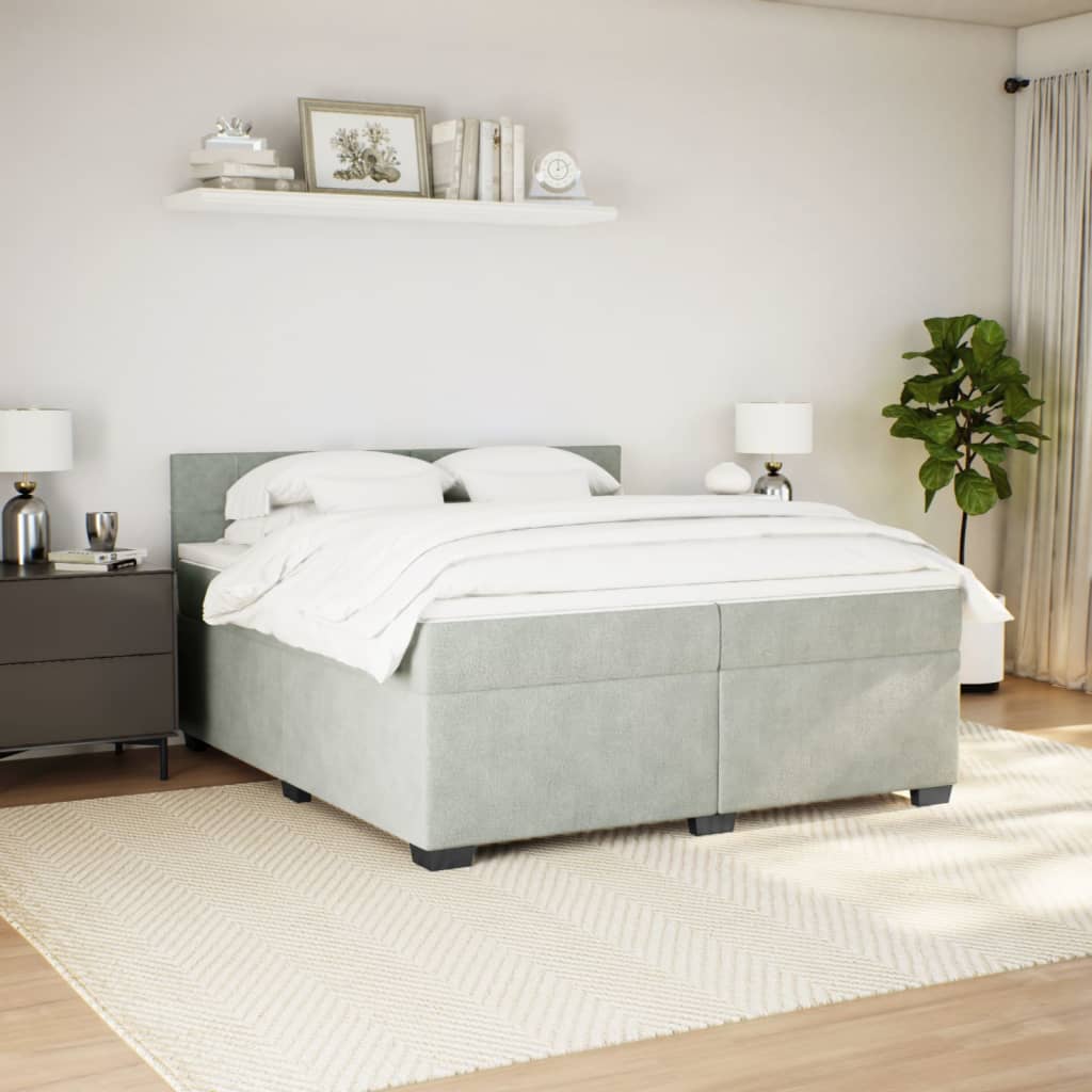 Sommier à lattes de lit et matelas Gris clair 200x200cm Velours - XIOS