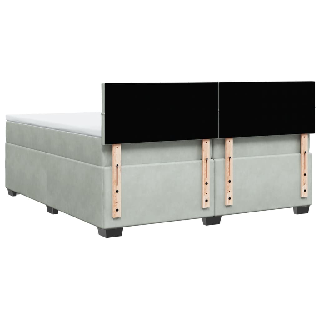 Sommier à lattes de lit et matelas Gris clair 200x200cm Velours - XIOS