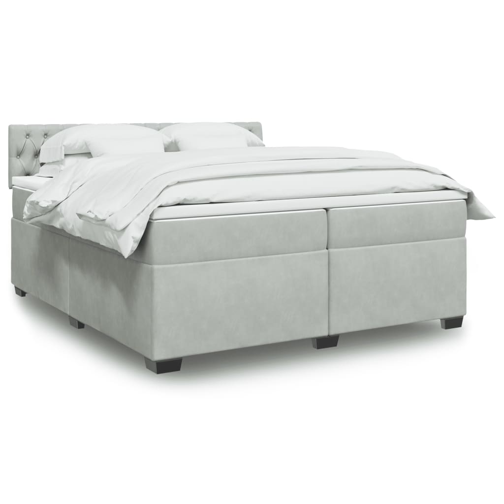 Sommier à lattes de lit et matelas Gris clair 200x200cm Velours - XIOS