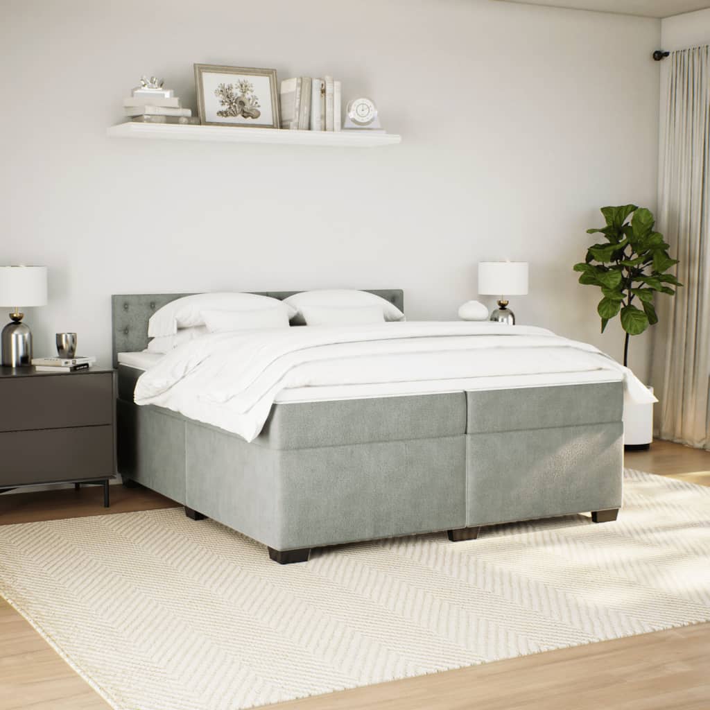Sommier à lattes de lit et matelas Gris clair 200x200cm Velours - XIOS