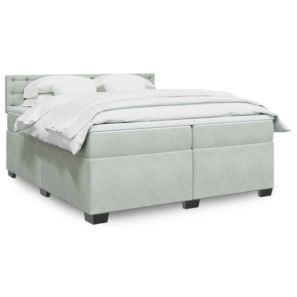 Sommier à lattes de lit et matelas Gris clair 200x200cm Velours - XIOS