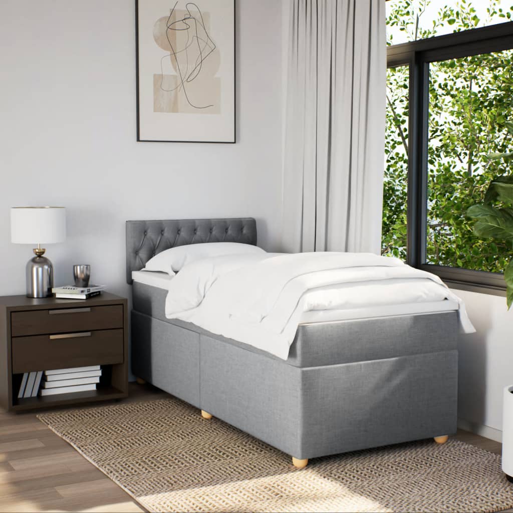 Sommier à lattes de lit avec matelas gris clair 80x200 cm tissu - XIOS