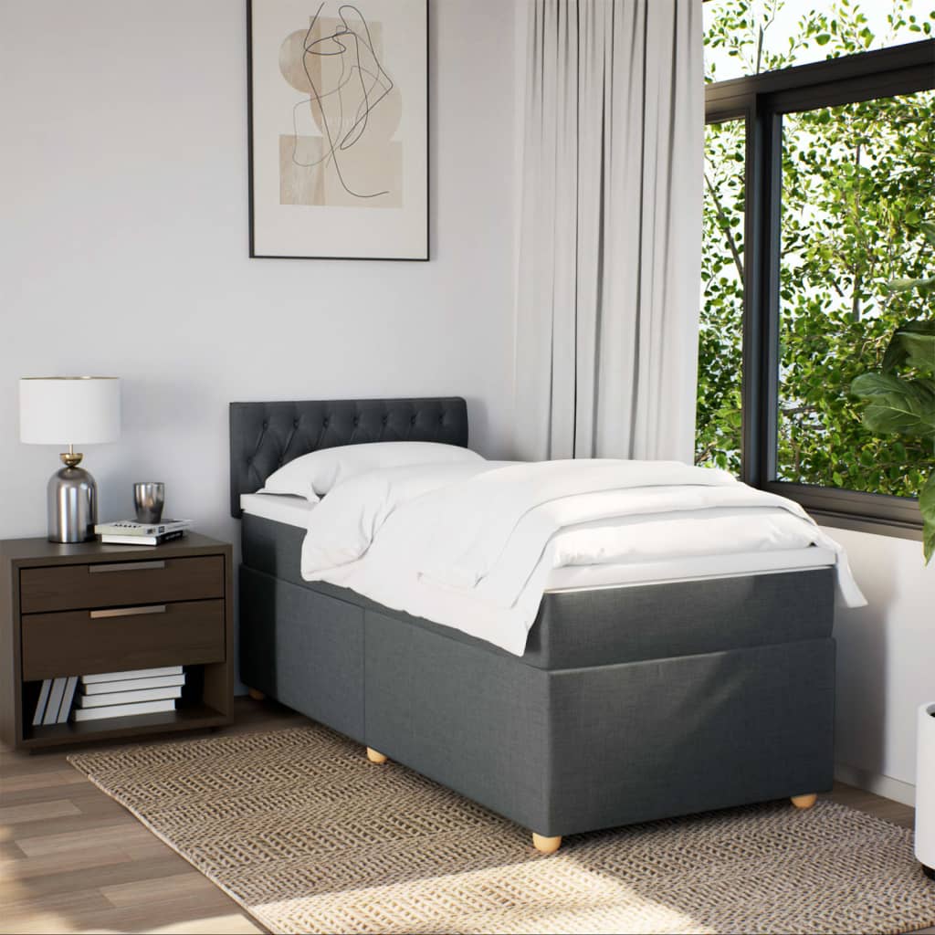 Sommier à lattes de lit avec matelas Gris foncé 80x200 cm Tissu - XIOS