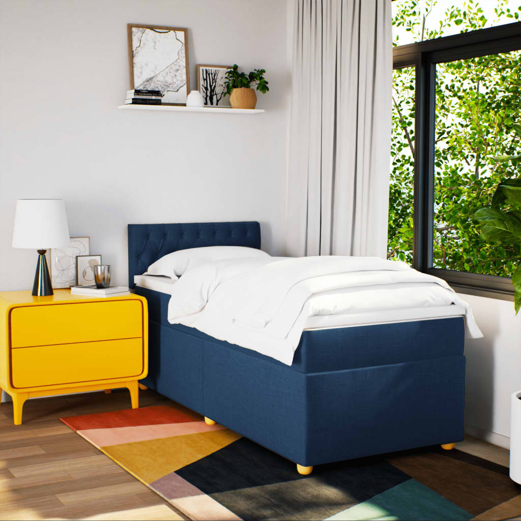 Sommier à lattes de lit avec matelas Bleu 80x200 cm Tissu - XIOS