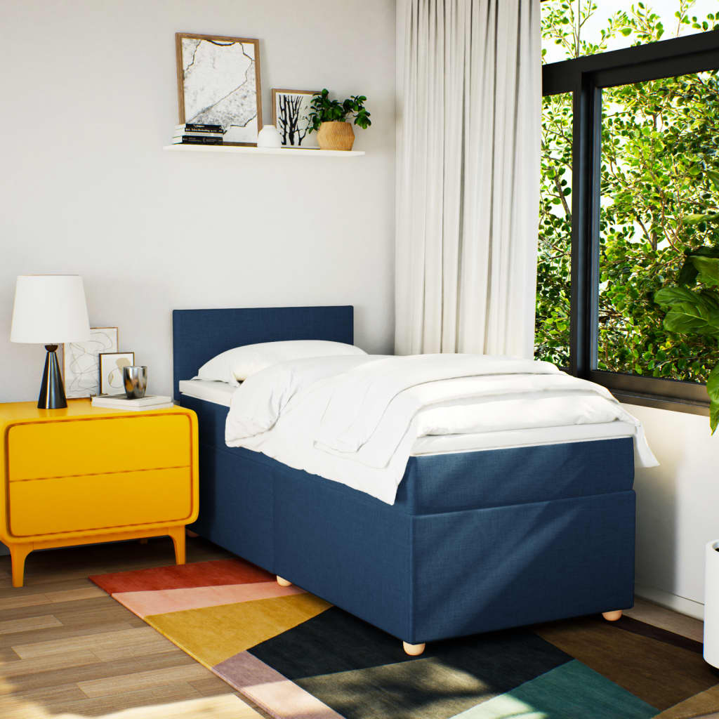 Sommier à lattes de lit avec matelas Bleu 90x190 cm Tissu - XIOS