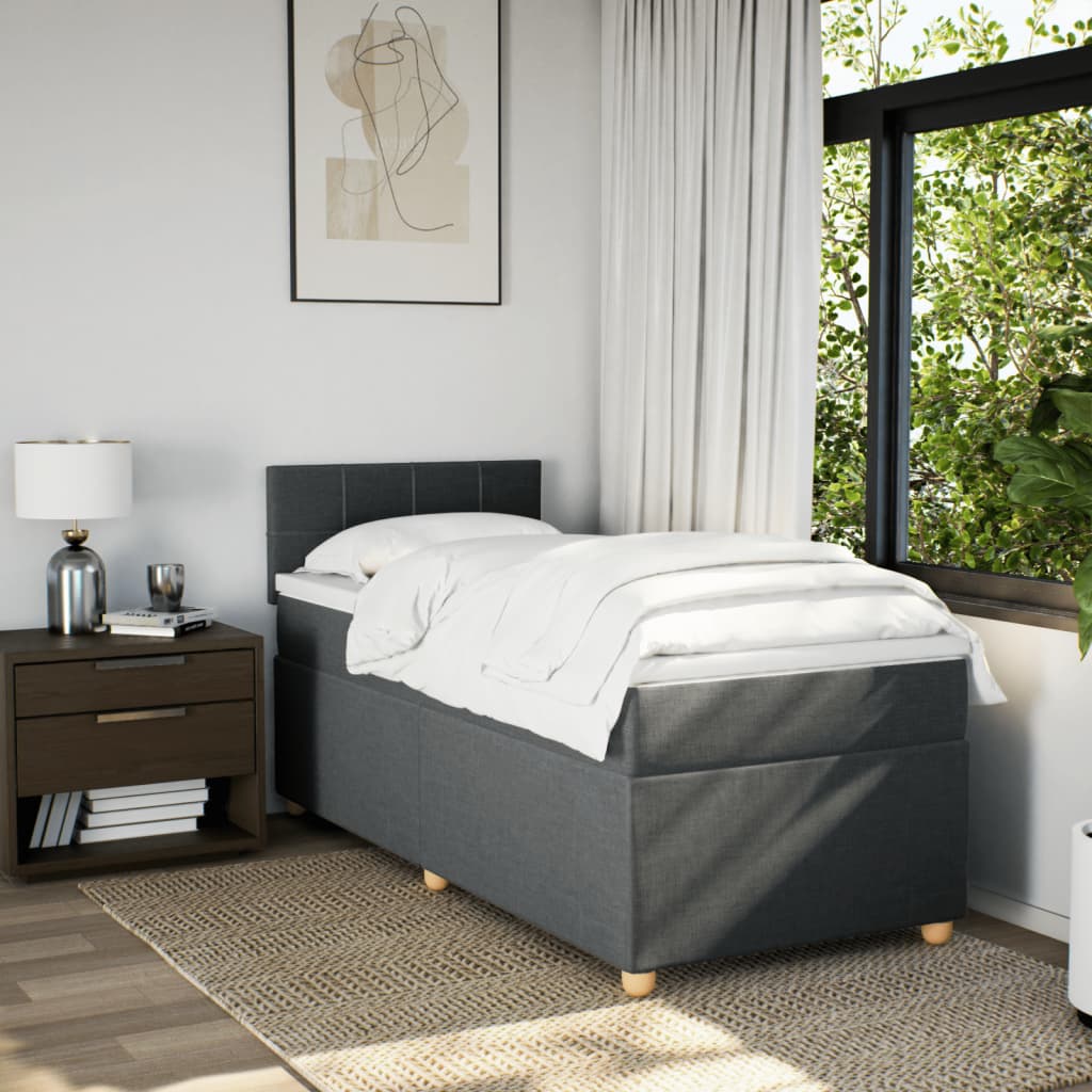 Sommier à lattes de lit et matelas Gris foncé 90x190 cm Tissu - XIOS