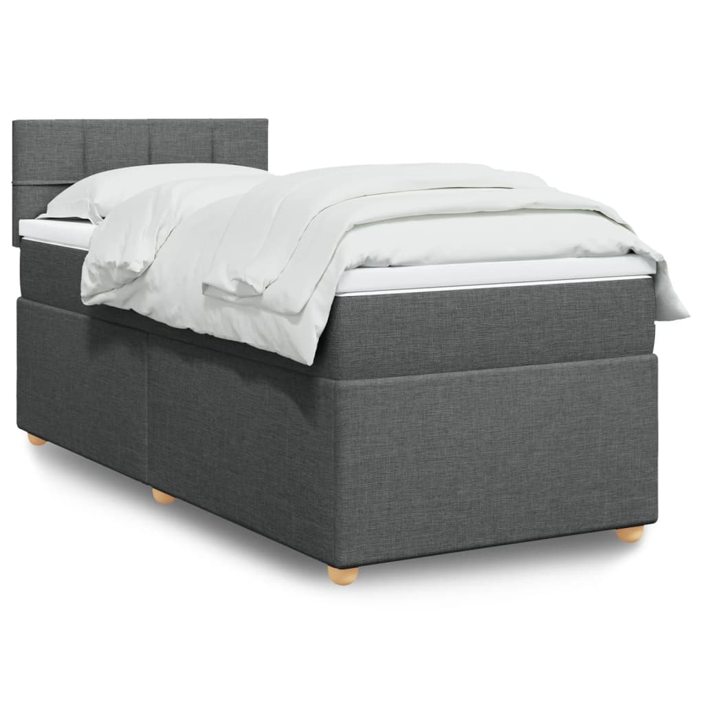 Sommier à lattes de lit et matelas Gris foncé 90x190 cm Tissu - XIOS