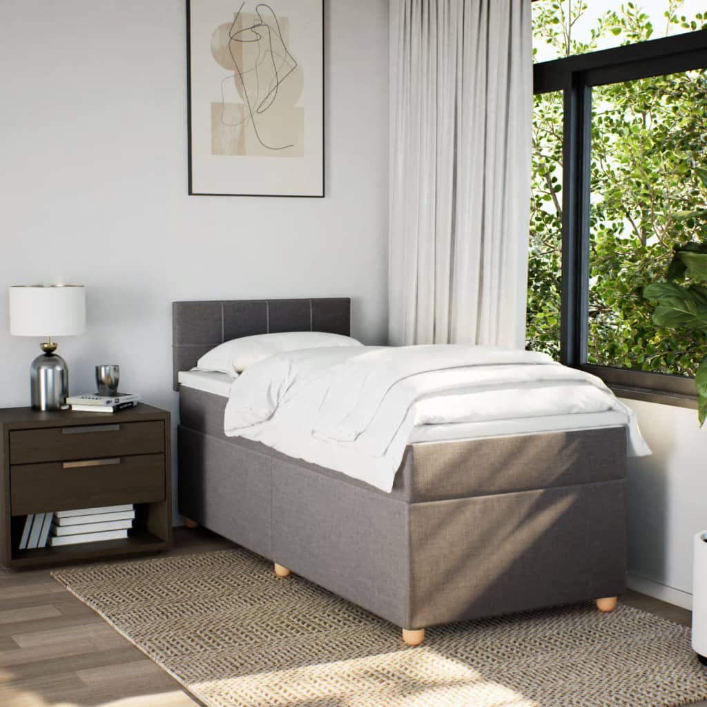 Sommier à lattes de lit avec matelas Taupe 90x190 cm Tissu - XIOS