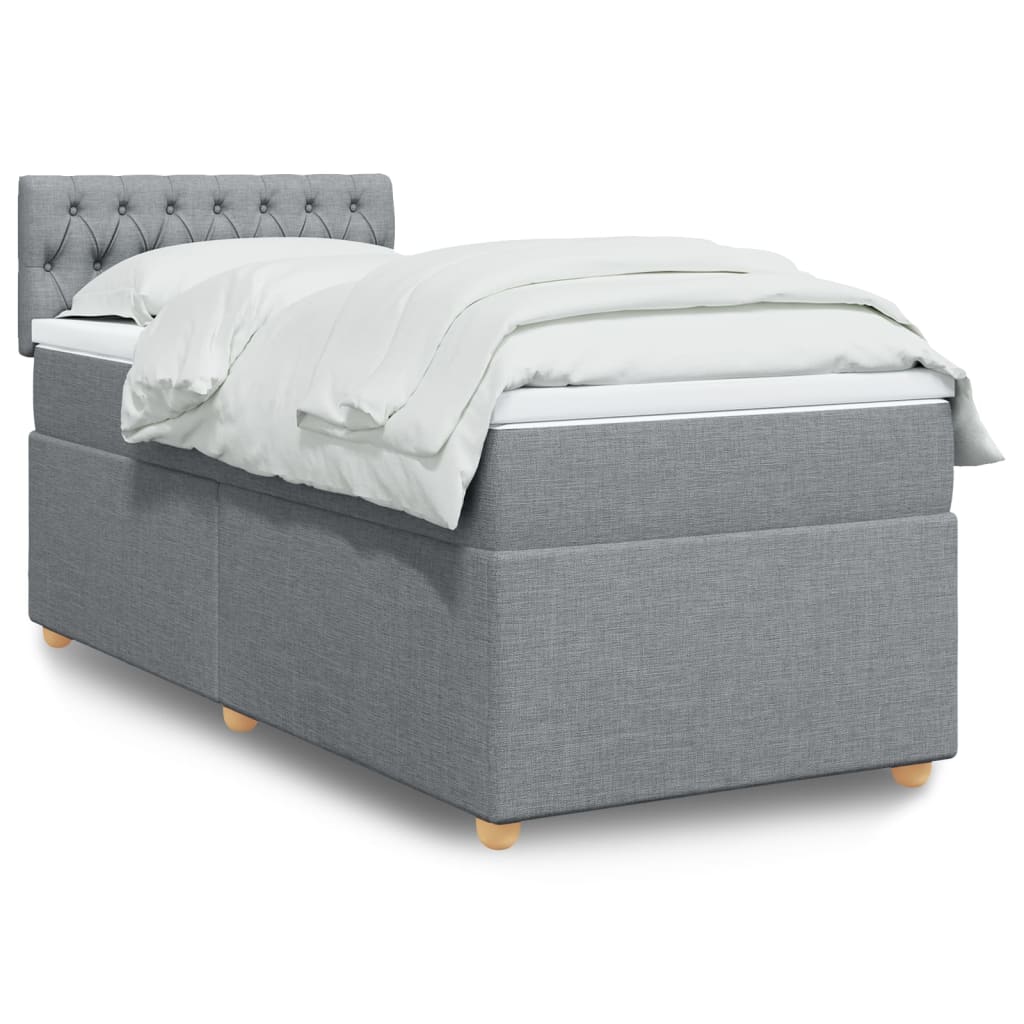 Sommier à lattes de lit et matelas Gris clair 90x190 cm Tissu - XIOS