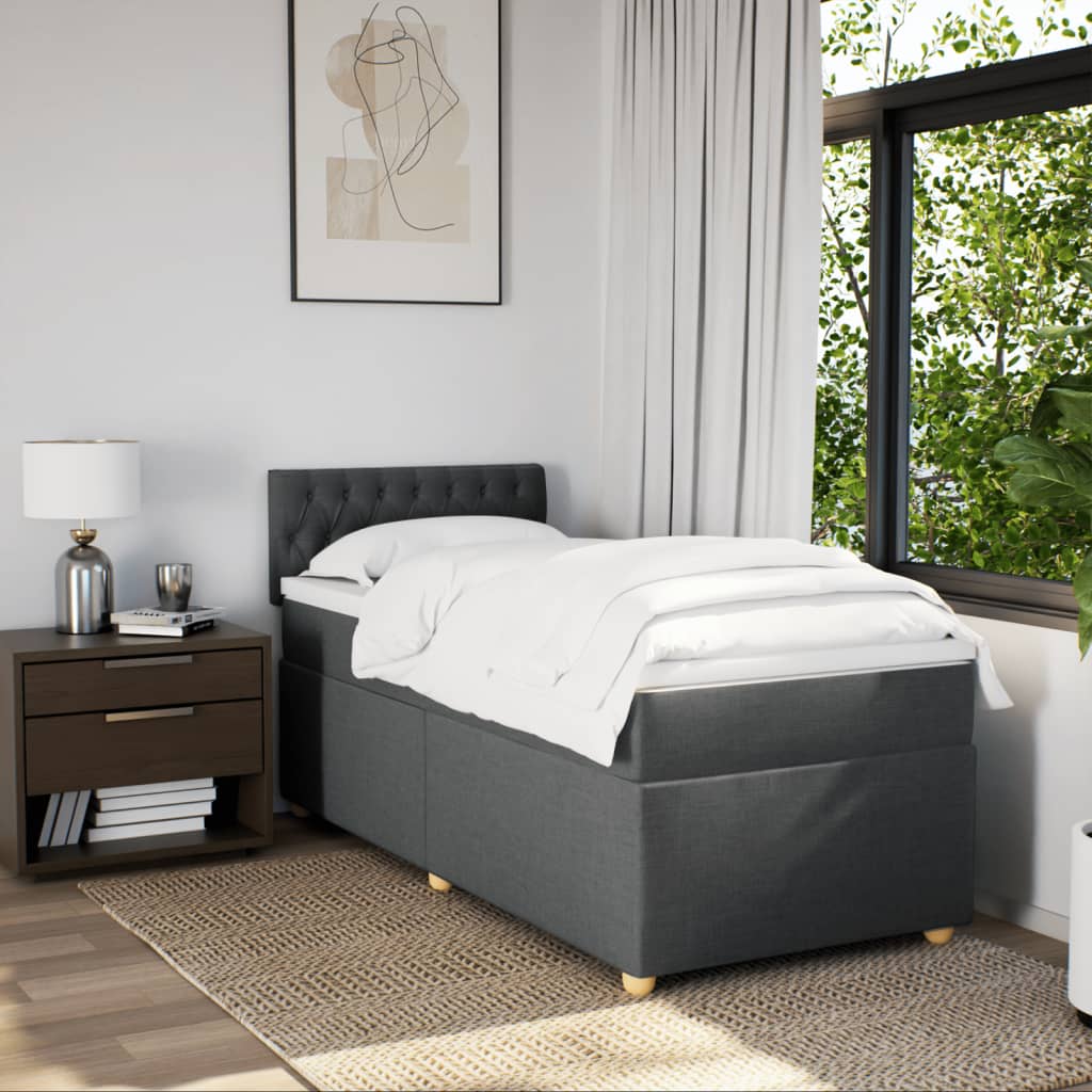 Sommier à lattes de lit et matelas Gris foncé 90x190 cm Tissu - XIOS