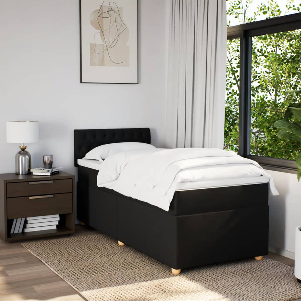 Sommier à lattes de lit avec matelas Noir 90x190 cm Tissu - XIOS