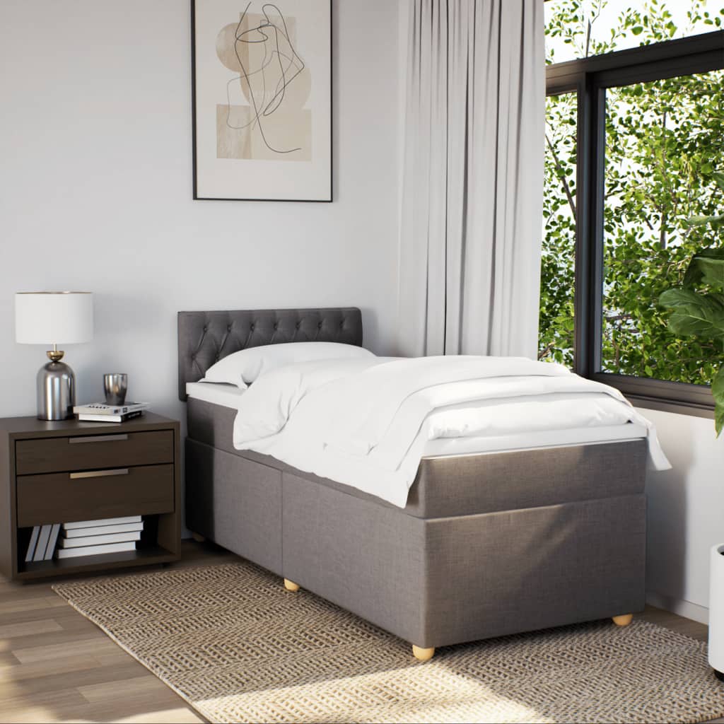 Sommier à lattes de lit avec matelas Taupe 90x190 cm Tissu - XIOS