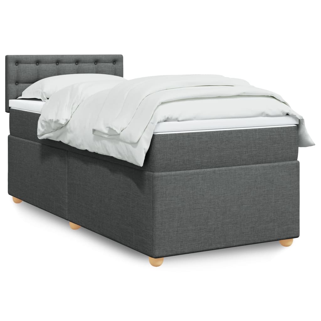 Sommier à lattes de lit et matelas Gris foncé 90x190 cm Tissu - XIOS
