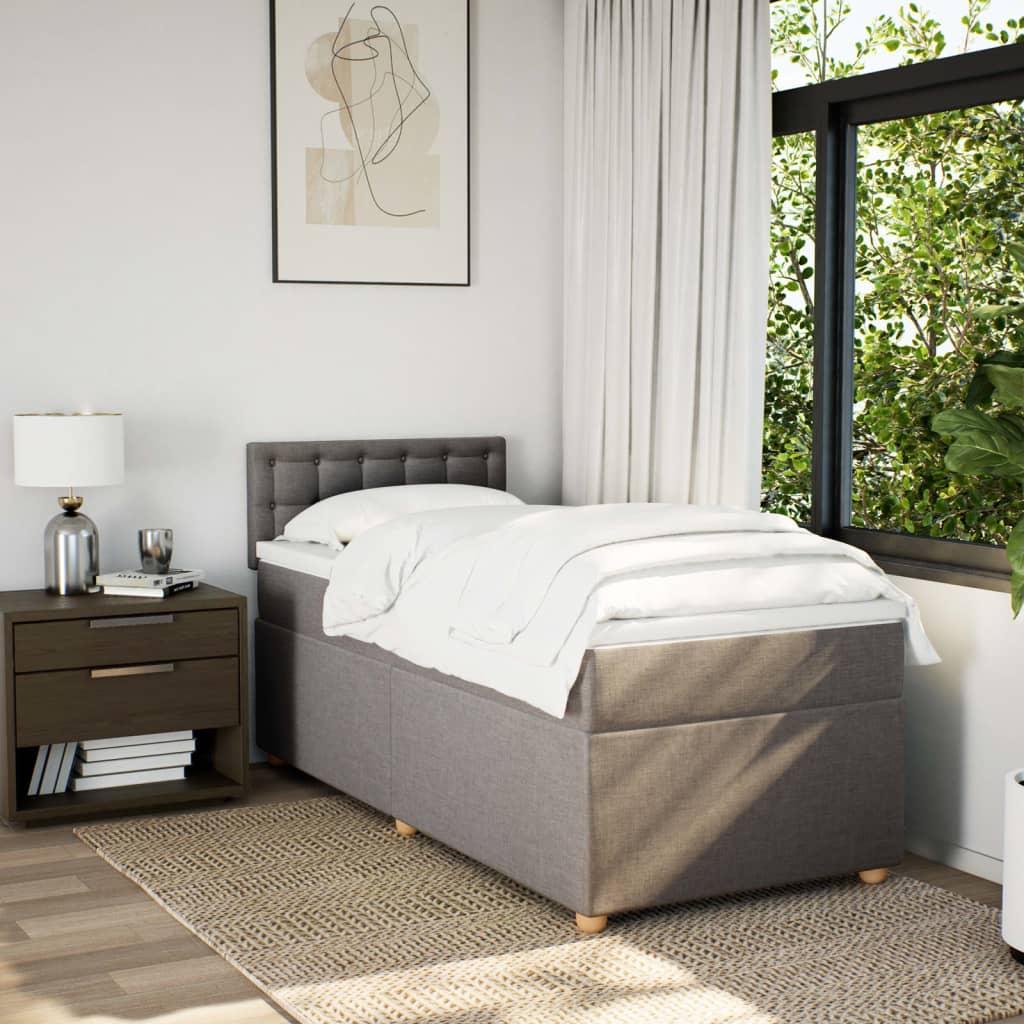 Sommier à lattes de lit avec matelas Taupe 90x190 cm Tissu - XIOS
