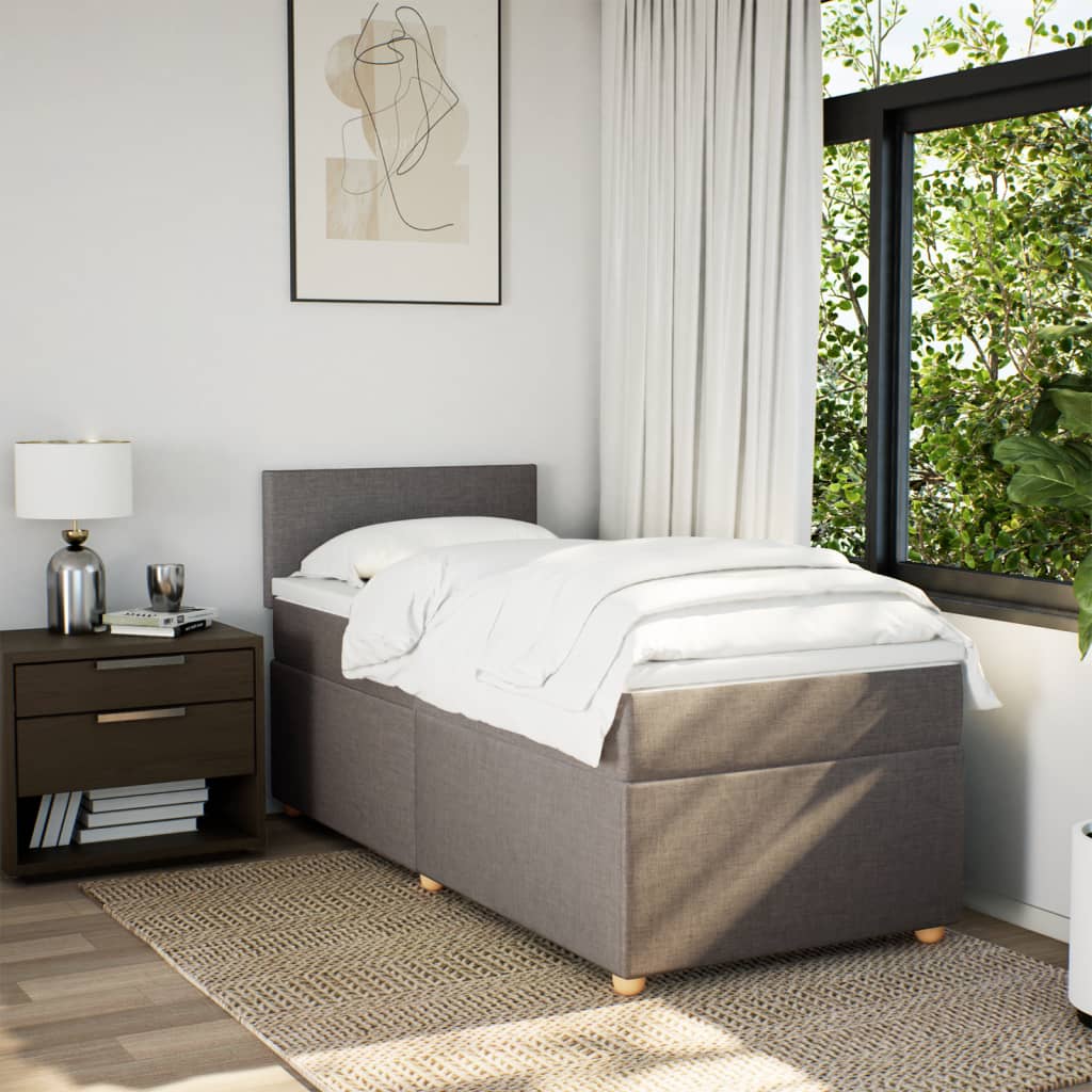 Sommier à lattes de lit avec matelas Taupe 90x200 cm Tissu - XIOS