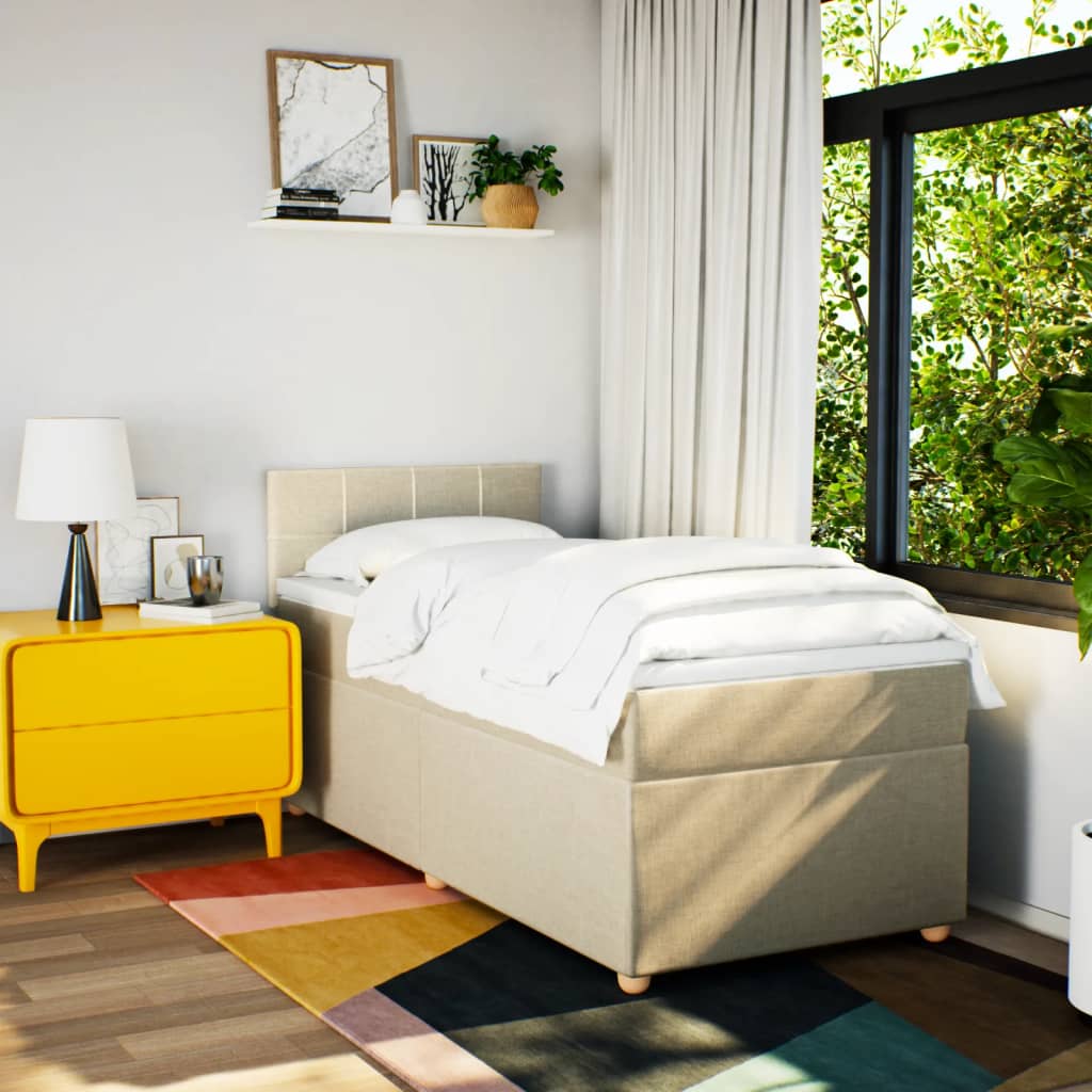 Sommier à lattes de lit avec matelas Crème 90x200 cm Tissu - XIOS