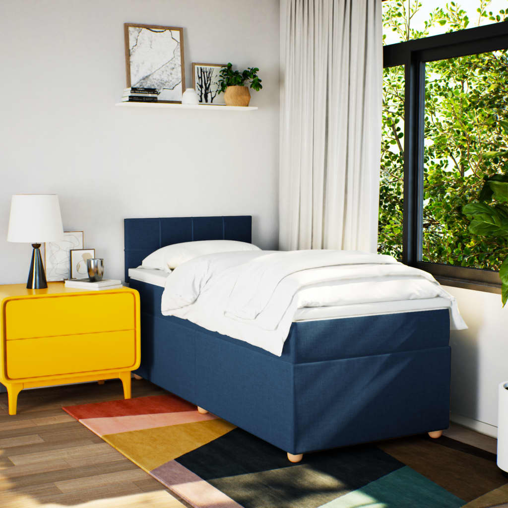 Sommier à lattes de lit avec matelas Bleu 90x200 cm Tissu - XIOS