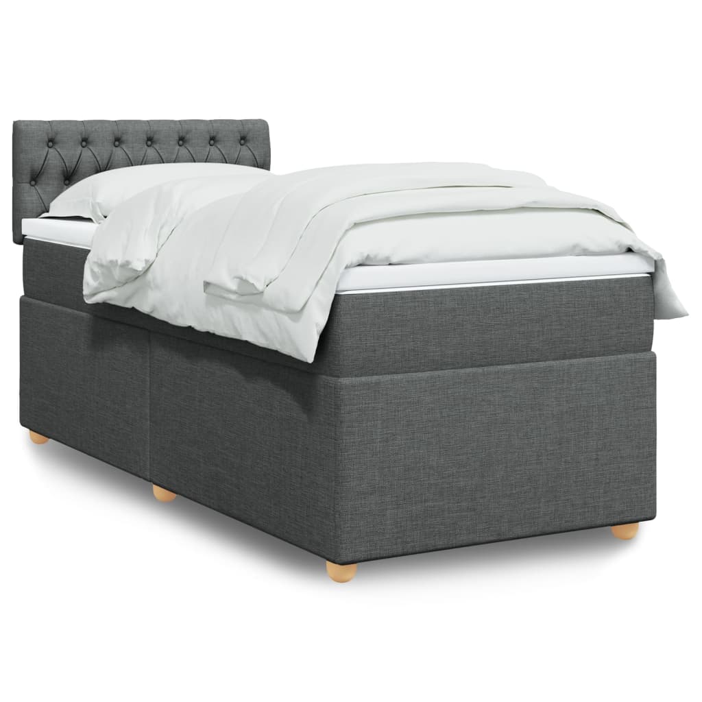 Sommier à lattes de lit avec matelas Gris foncé 90x200 cm Tissu - XIOS