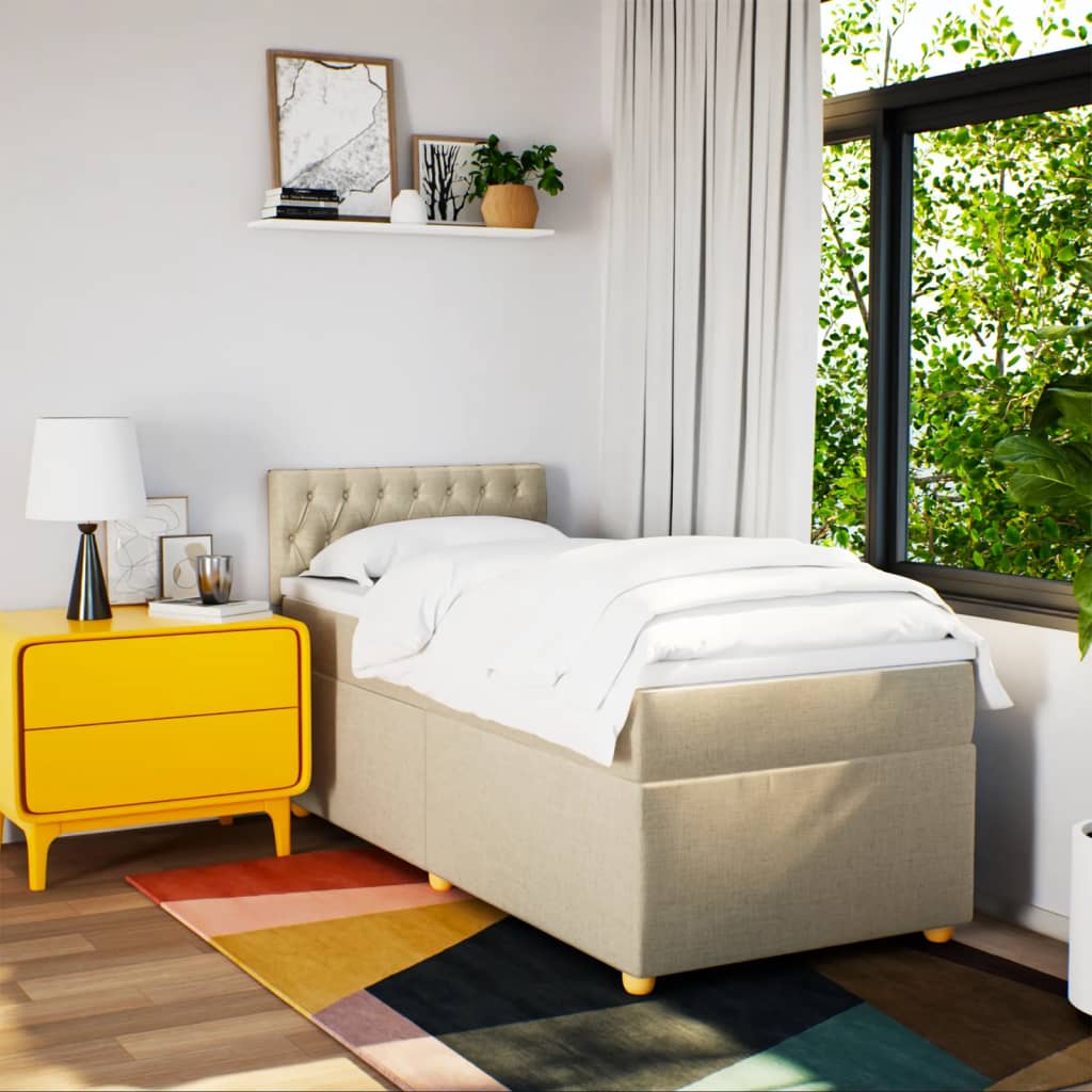 Sommier à lattes de lit avec matelas Crème 90x200 cm Tissu - XIOS