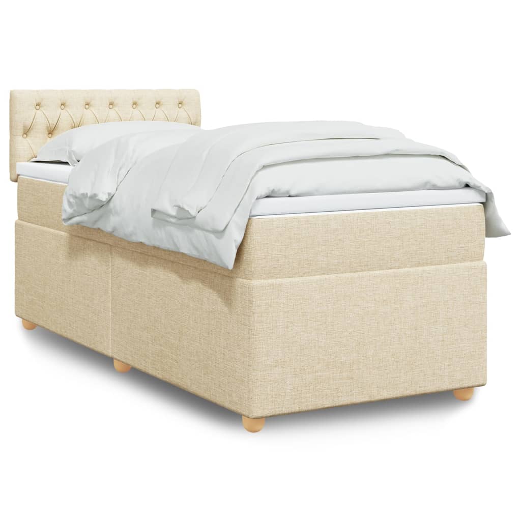 Sommier à lattes de lit avec matelas Crème 90x200 cm Tissu - XIOS