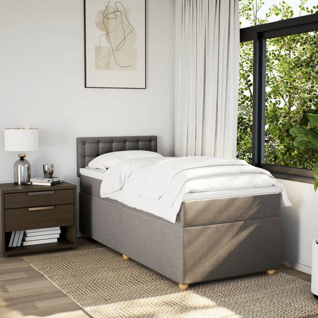 Sommier à lattes de lit avec matelas Taupe 90x200 cm Tissu - XIOS
