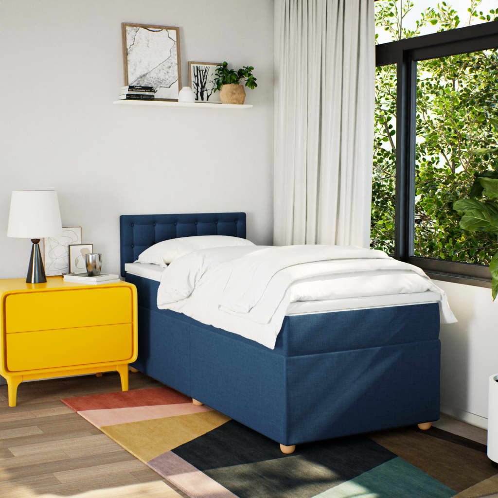 Sommier à lattes de lit avec matelas Bleu 90x200 cm Tissu - XIOS
