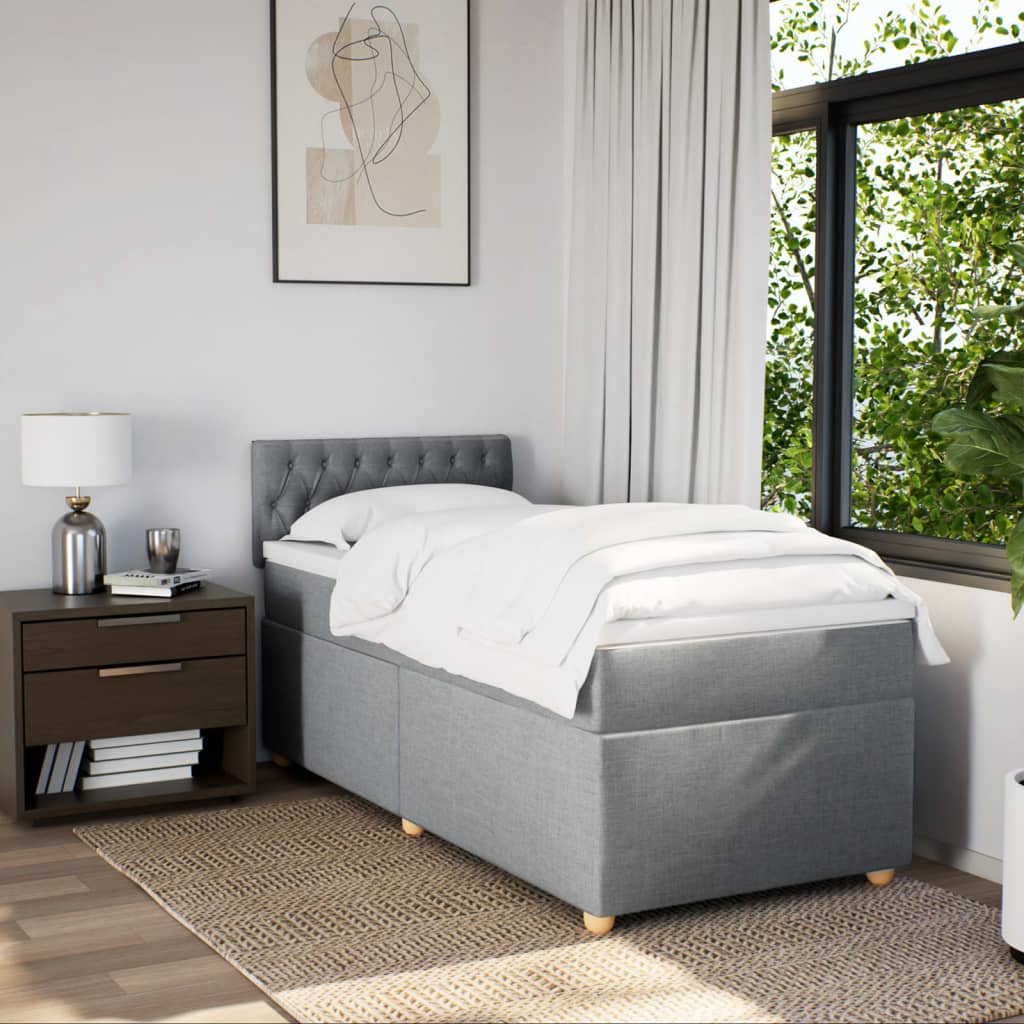 Sommier à lattes de lit avec matelas Gris clair 100x200cm Tissu - XIOS