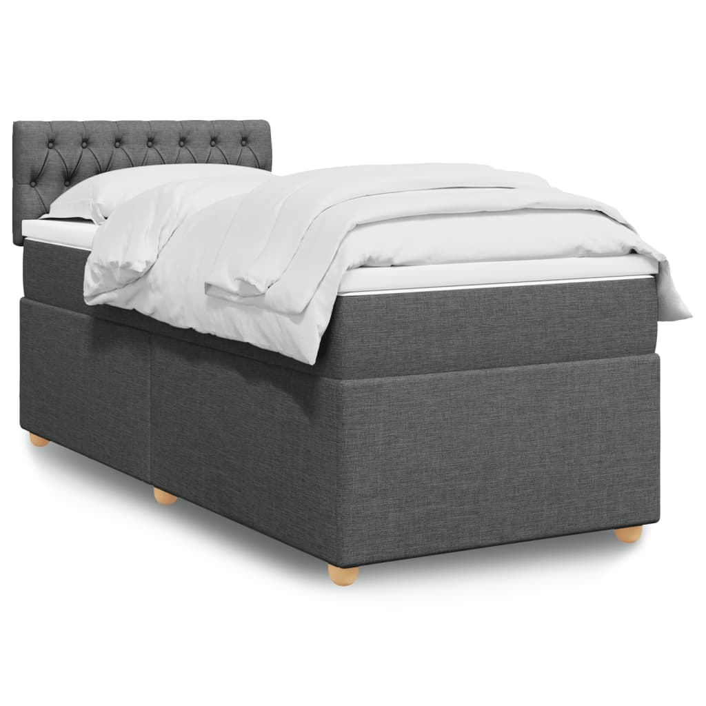 Sommier à lattes de lit avec matelas Gris foncé 100x200cm Tissu - XIOS